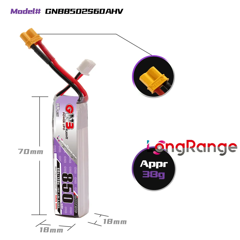 GAONENG GNB LiPo Battery 850mA - đánh giá và giá Drone Battery Li-Ion