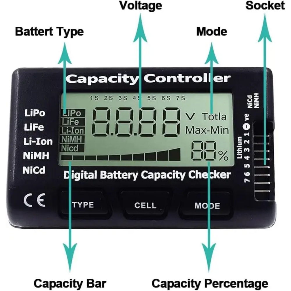 Handheld Battery Capacity Chec - đánh giá và giá Drone Battery Voltage Checker